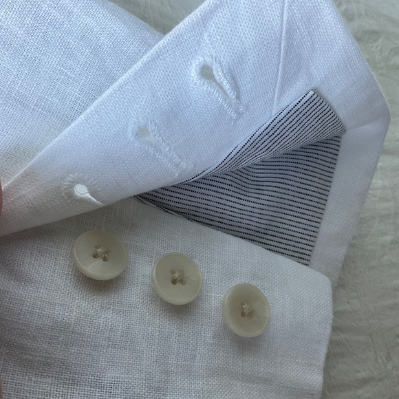Banana Republic White Linen Blazer Double Breasted Summer Jacket Size 12 - Picture 11 of 15